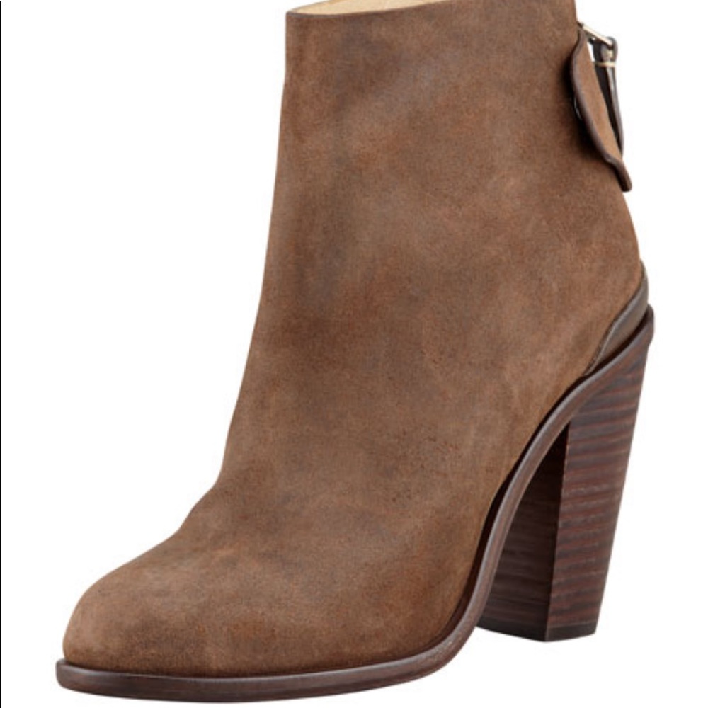 Rag & Bone Brown Kerr Back Tab Leather Ankle Boot Bootie